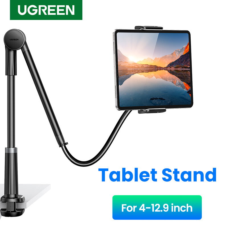 UGREEN Phone & Tablet Stand 360 Rotating Flexible Long Arms Tablet Stand Holder For 4-12.9'' Desktop Bed Lazy Bracket Clamp for Samsung Vivo Xiaomi iPhone iPad Air Kindle E-Reader