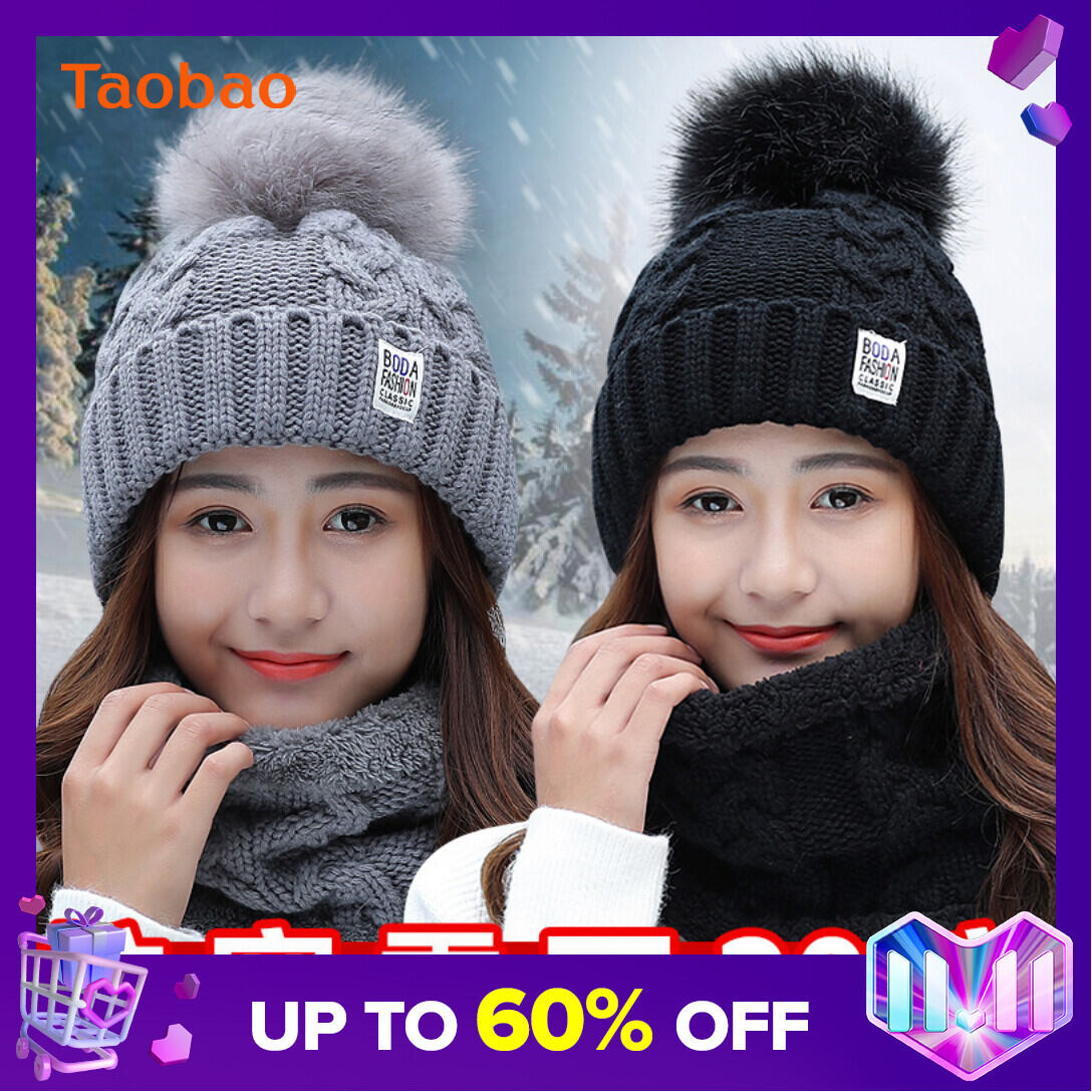 Fleece-Lined Hat Women's Winter Cold-Proof All-Match Warm Knitted Hat Thickened Woolen Cap Autumn and Winter Women's Northeast Hat Cycling Cotton-Padded Cap