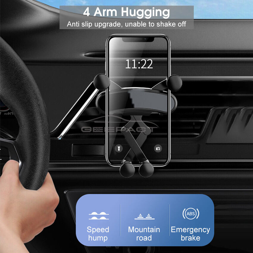 Geepact Car Phone Holder Car Bracket Triangular Fixed Anti Shake Car Bracket Air Outlet Car Phone Holder Mount Air Vent Clip Auto Lock Hands-Free Universal Adjustment Multifunctional Car Phone Mount