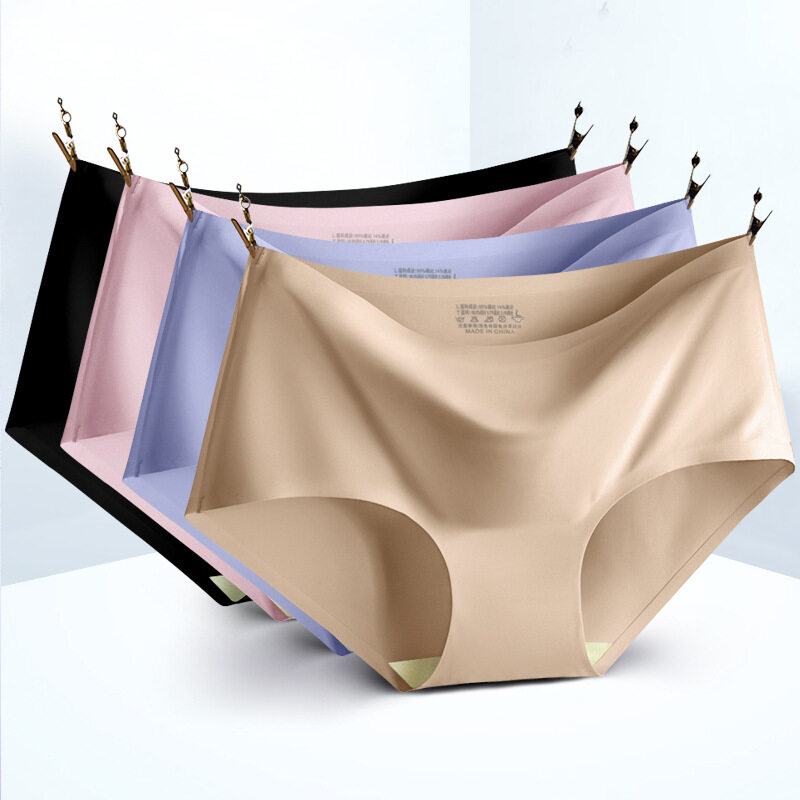 IN STOCK Women Fashion Ice Silk Underwear Women Sexy Ladies Seamless Panties Girls Briefs Intimates Panty Intimates