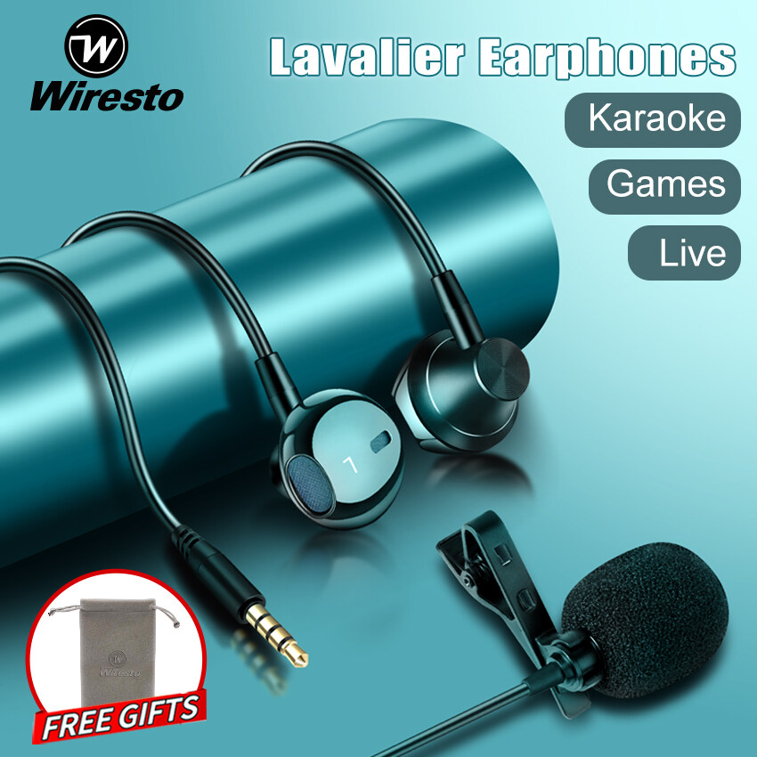Wiresto Headset with Mic for Cellphone Earphone Original High Quality Wired In-Ear Headphone Earphones with Noise Cancelling Lavalier Microphone Heavy Bass 3.5MM Headsets with Free Storage Box