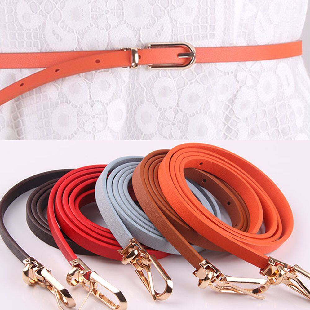 Belt For Women Simple Adjustable Women Candy Color Female Dress Strap Pu Leather Belt Thin Waistband Waist Belts