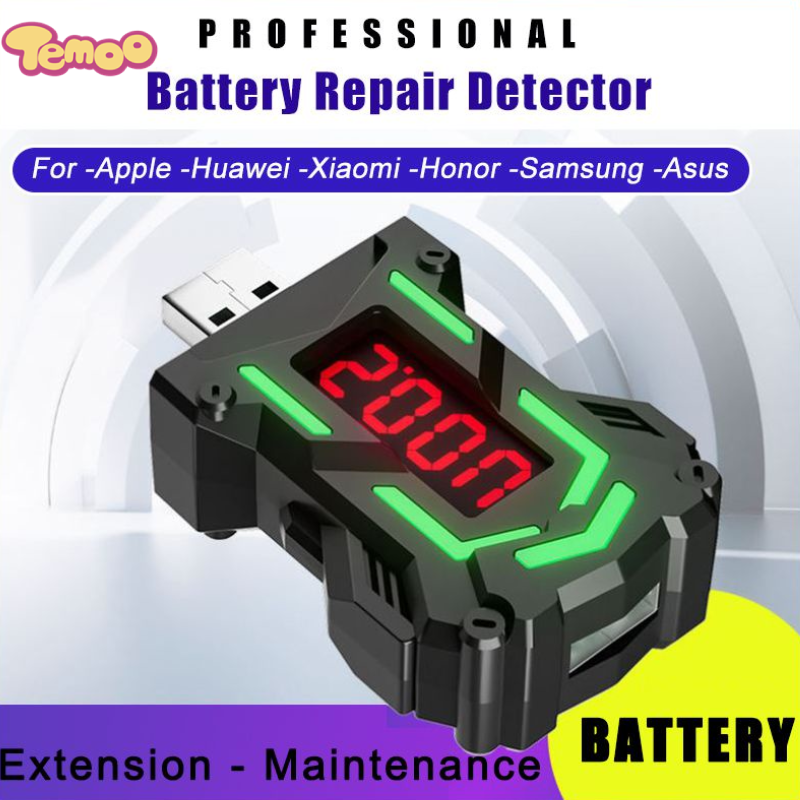 Temoo USB Mobile Phone Battery Restorer Current Voltage Capacity Tester Repair Battery Stability Charger Voltage Detector Multifunctional Mobile Phone Battery Repairer USB Current Voltage Capacity Tes