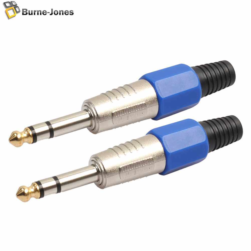 2pcs Audio Connector with Gold Plated Head 6.35mm Jack Male Connector Plug Accessories for DIY Headphone Microphone Cable