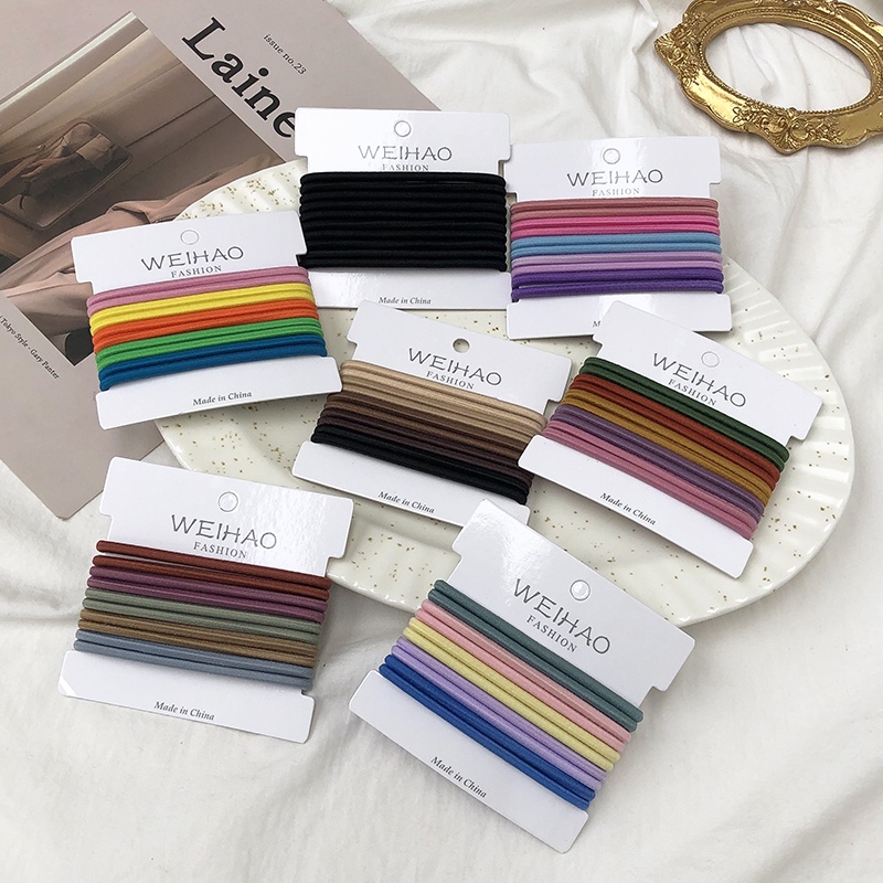 10Pcs/Set Rubber Band Korean Style Simple Color High Elastic Hair Rope Hair Accessories