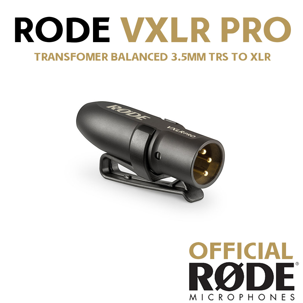Rode VXLR Pro Transformer-Balanced 3.5mm TRS Female to XLR Male Adapter with Phantom-Power Converter