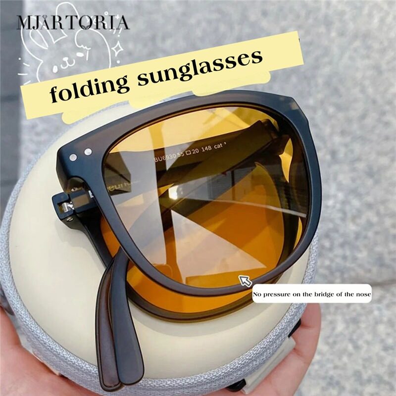 MJartoria Fashion Foldable Women Sunglasses Shades UV Protection Glasses Vintage Eyewear Lady Riding Eyeglasses