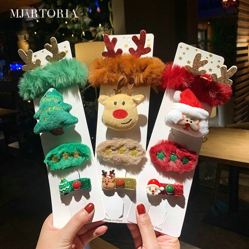 MJartoria Cute New Christmas Hair Clips Accessories Santa Versatile Hair Cartoon Hair Accessories