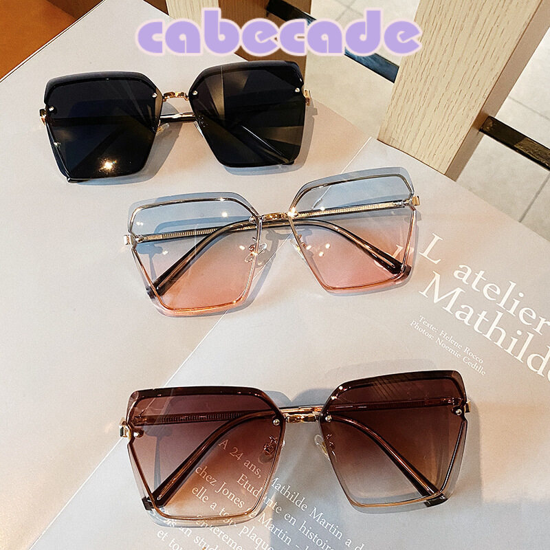 cabecade Sunglasses women borderless square big face thin fashion gradient sunglasses female Korean version personality glasses
