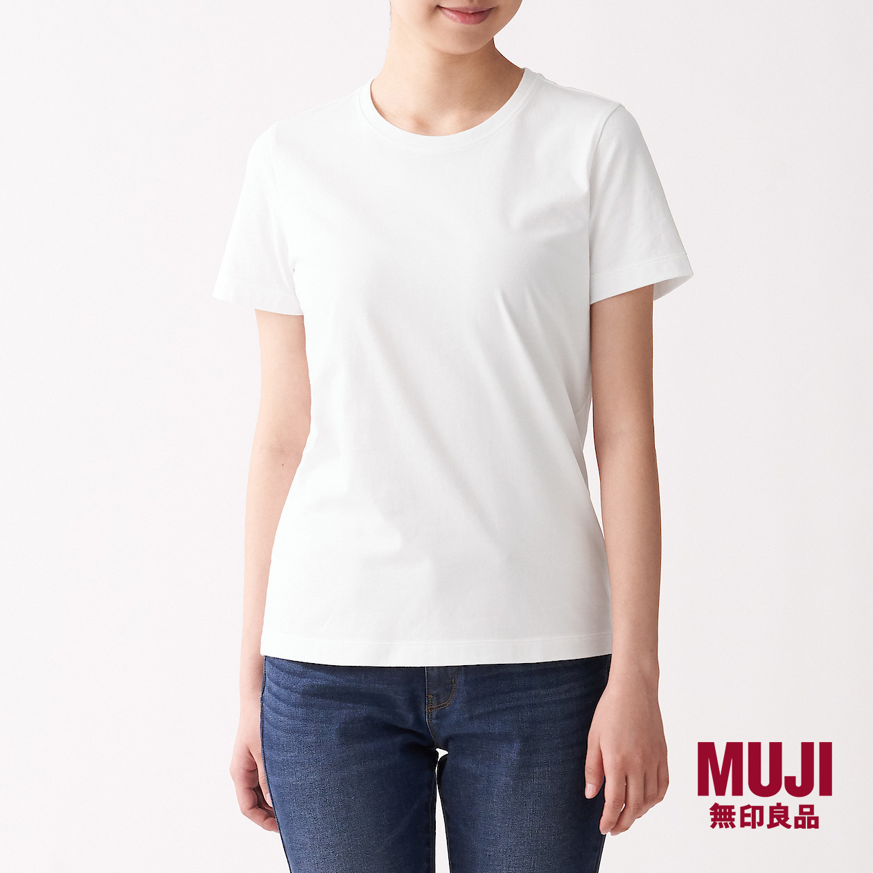 MUJI Ladies Indian Cotton Jersey Stitch Crew Neck Short Sleeve T-Shirt