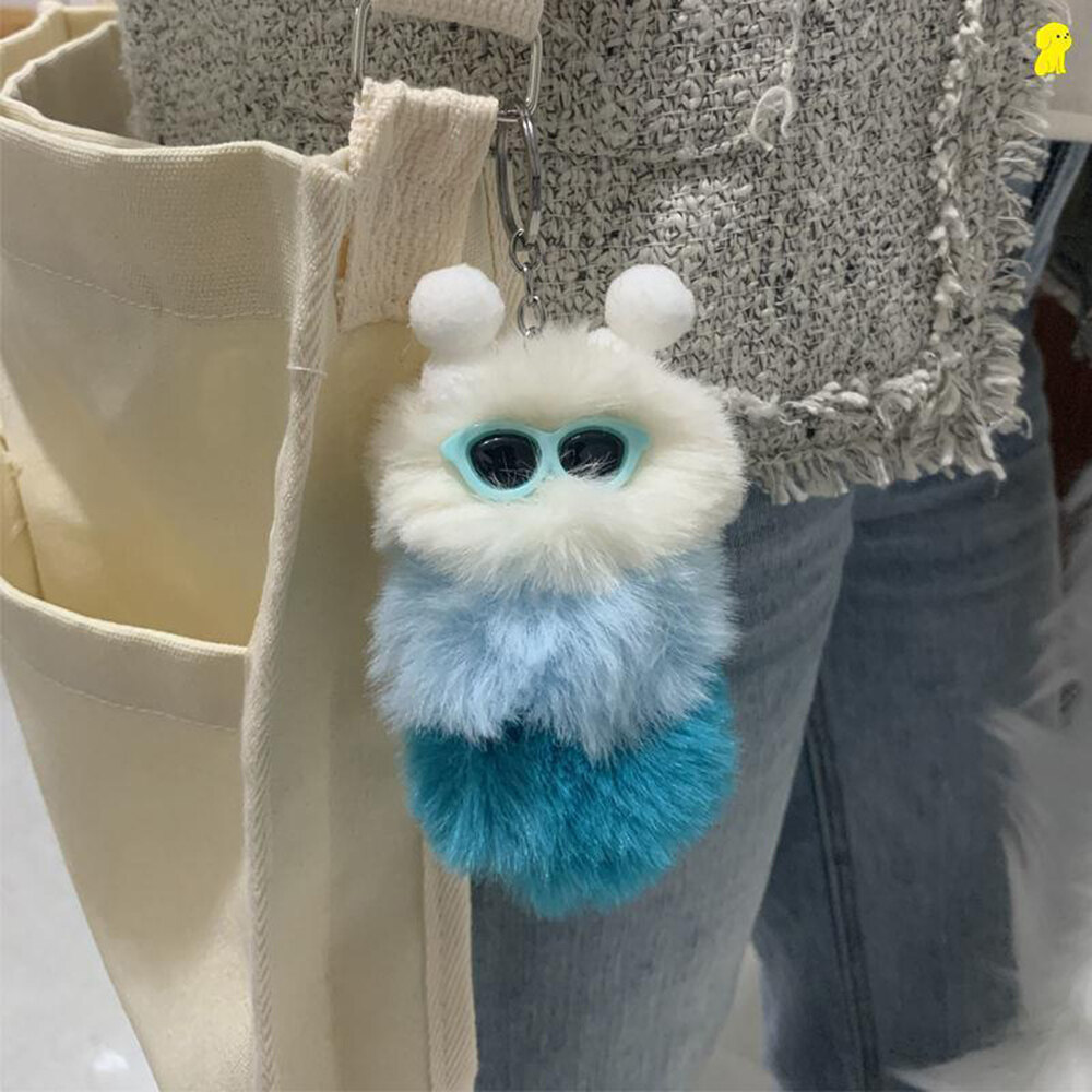 【Fashion-jewelry】Cartoon Cute Caterpillar Keychain Plush Ornament Rabbit Ball Ladie Bag Ornament Mini Plush Car Keychain Lanyard Jewelry Gift