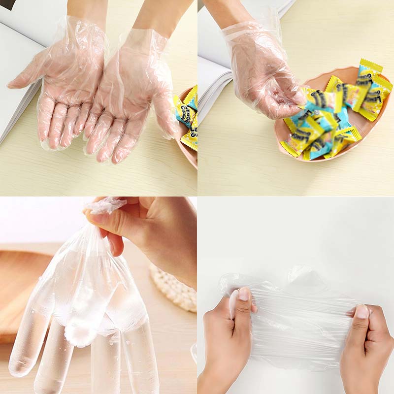 【Home TopONE】100 PCS/Lot Disposable Gloves Plastic Transparent Oil - Proof Waterproof Kitchen Protect Food Gloves Household Cleaning Tool