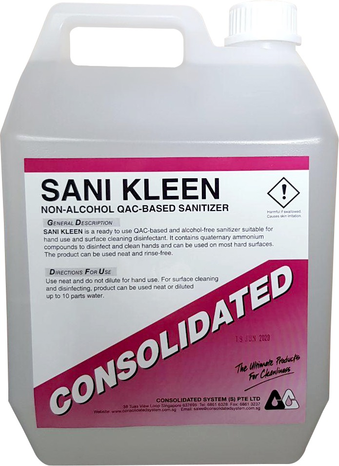 NEA LISTED 5L Sani Kleen Water Based Non-Alcohol Sanitizer