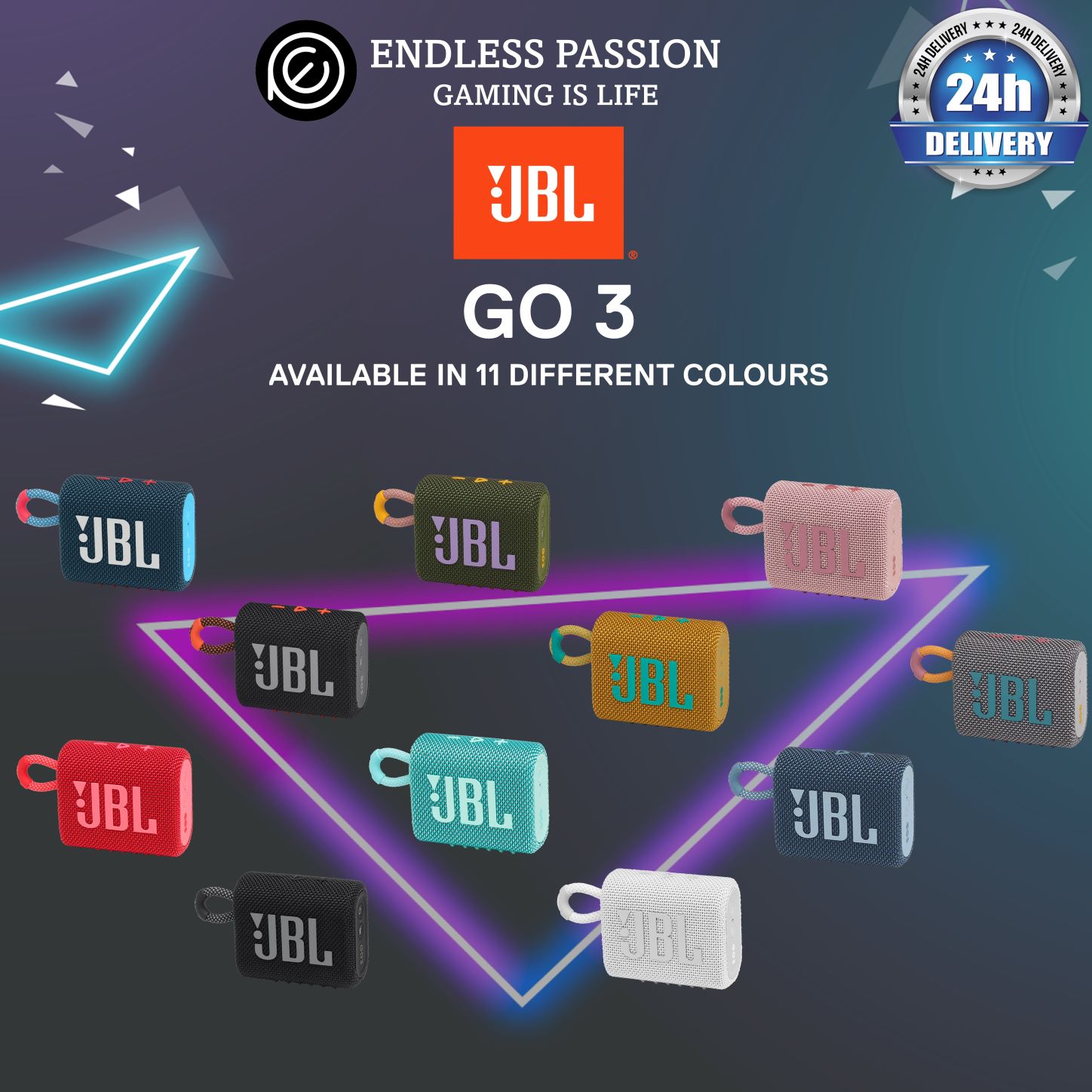 JBL Go 3 Portable Speaker with Bluetooth, Built-in Battery, Waterproof and Dustproof Feature