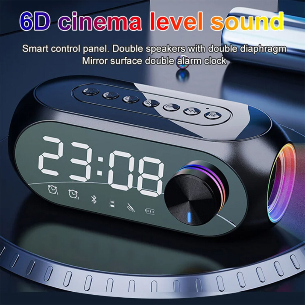 S8 Wireless Bluetooth Speaker Multi-function Stereo Bass Speakers Alarm Clock FM Radio TF Card Aux Music Playback With HD Led Display