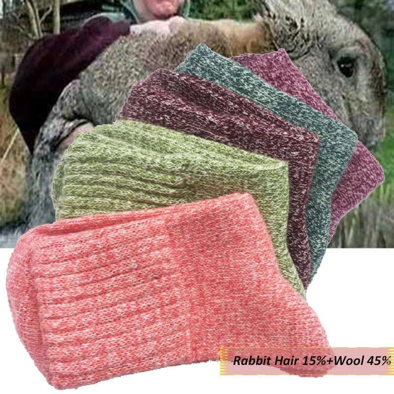 1 Pair Wool Rabbit Fur Thick Socks Women Lady Soft Cotton Sports Casual Sock Winter Warm Spring Outdoor Cold Resistance