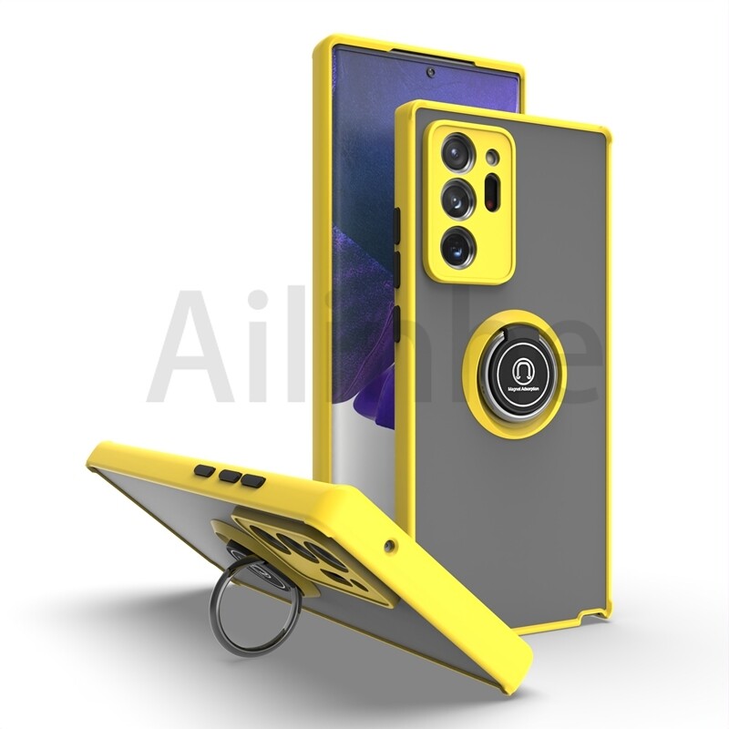 For Samsung Galaxy S8 S9 S10 Note 8 9 10 20 Plus Lite Ultra S10E Case Skin Feel Matte Hard Translucent Camera Lens Protection Phone Case Slim 360 Magnetic Stand Ring Phone Cover