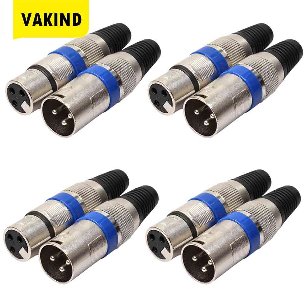 8pcs 4 Male 4 Female XLR 3Pin Plug Professional XLR Connector 3Pin Male Female Plug Accessories for DIY Microphone Audio Line