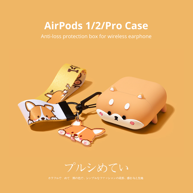 ❣️SG Ready Stock❣️Cute Airpods 1/2/Pro Case Papa-Corgi Design Silicone Protective Cover For AirPods Pro