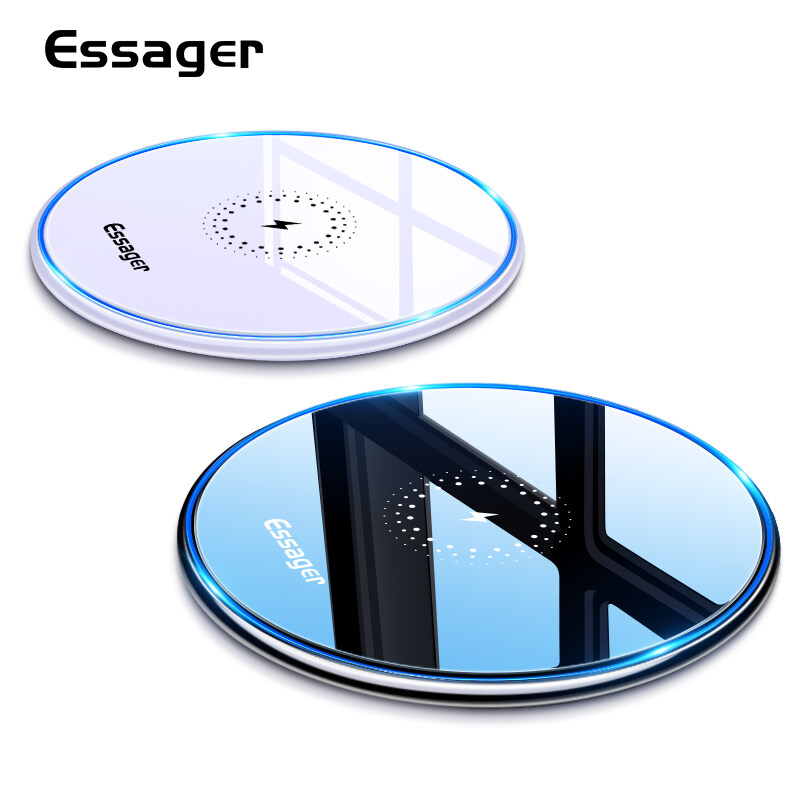 Essager 10W 15W Qi Wireless Charger Compatible with iPhone 12 11 Pro Xs Max X Xr 8 Induction Fast Wireless Charging Pad For Samsung S10 Xiaomi mi 9