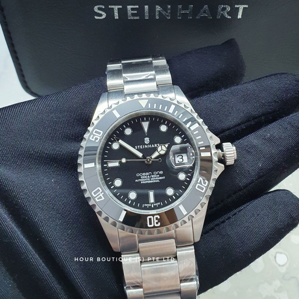 Swiss Made Steinhart Ocean 1 Black Ceramic Men's Automatic Divers Watch
