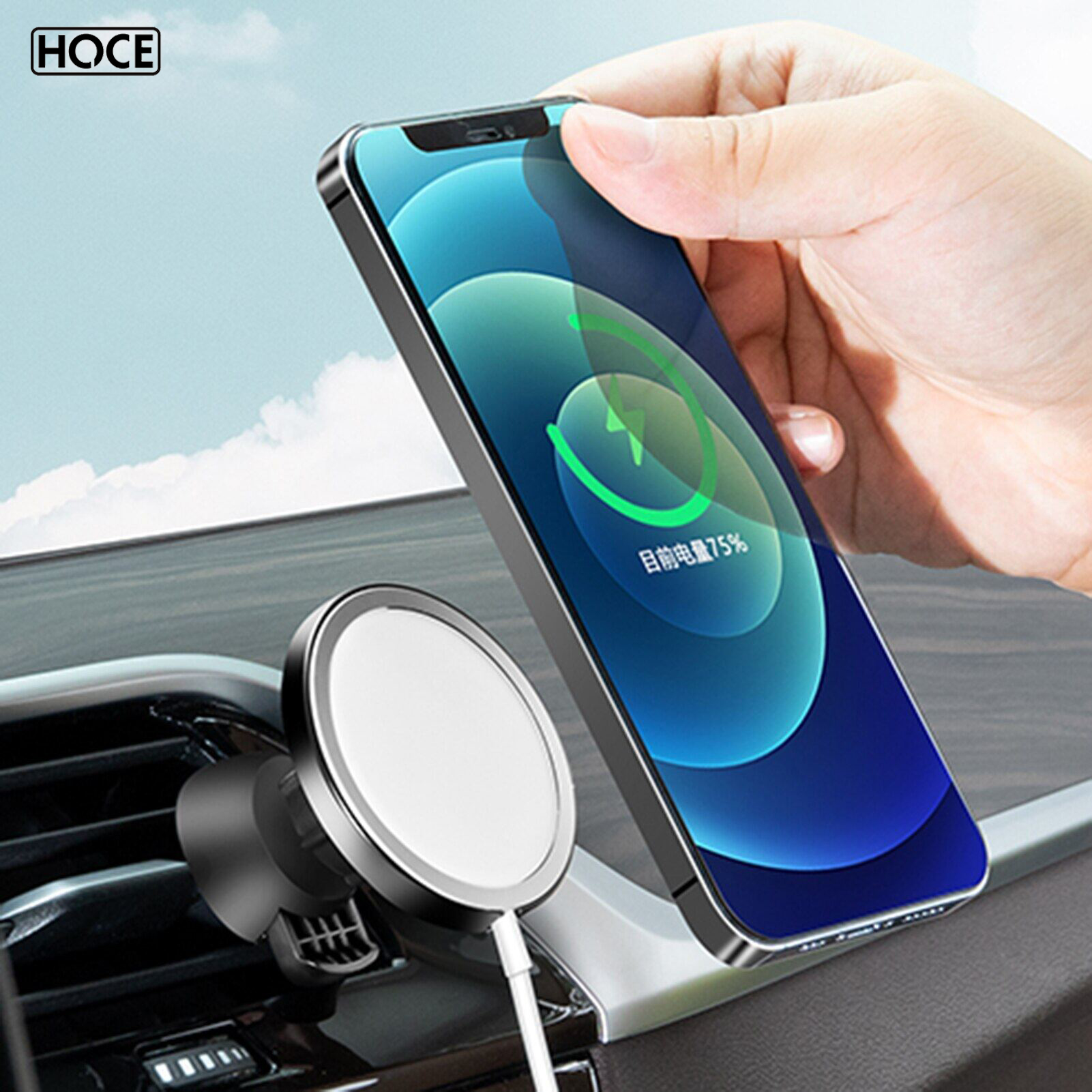 HOCE Car Phone Mount Air Vent Wireless Charger Holder Dashboard Car Mount For Magsafe Charger Car Phone Charging Dock