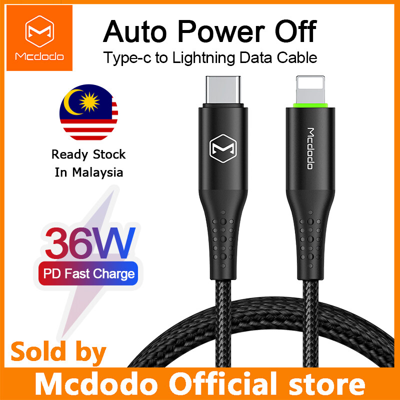 Mcdodo USB C for IPhone Lightning Data cable Auto Power Off Fast Charge Cable  Type C to For Lightning 36W 3A Charger Data USB C to For iPhone 8 /8 Plus/ X / XR / XS /XS Max / 11 /12/13 pro max Macboo