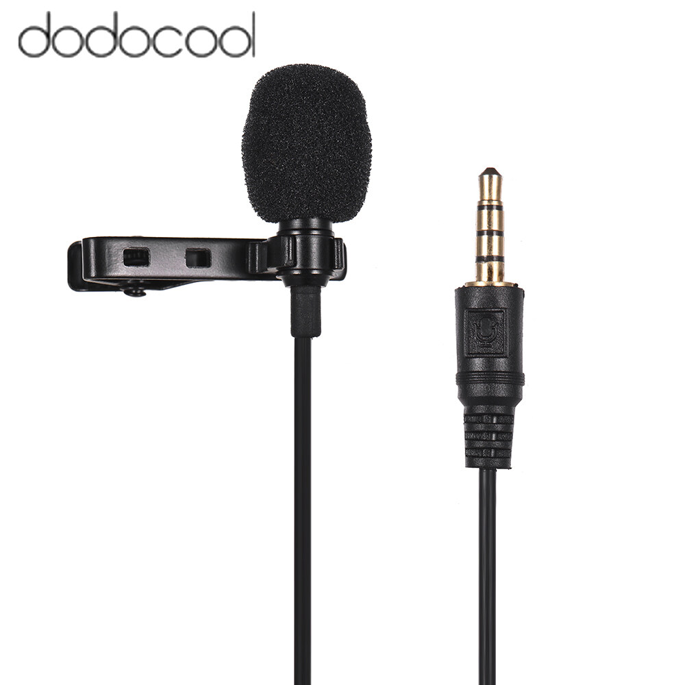 dodocool Mini Tie Lapel Clip-on Wired Microphone Mic 3.5mm Plug for Smartphone PC Laptop Chatting Singing Karaoke with Carry Case