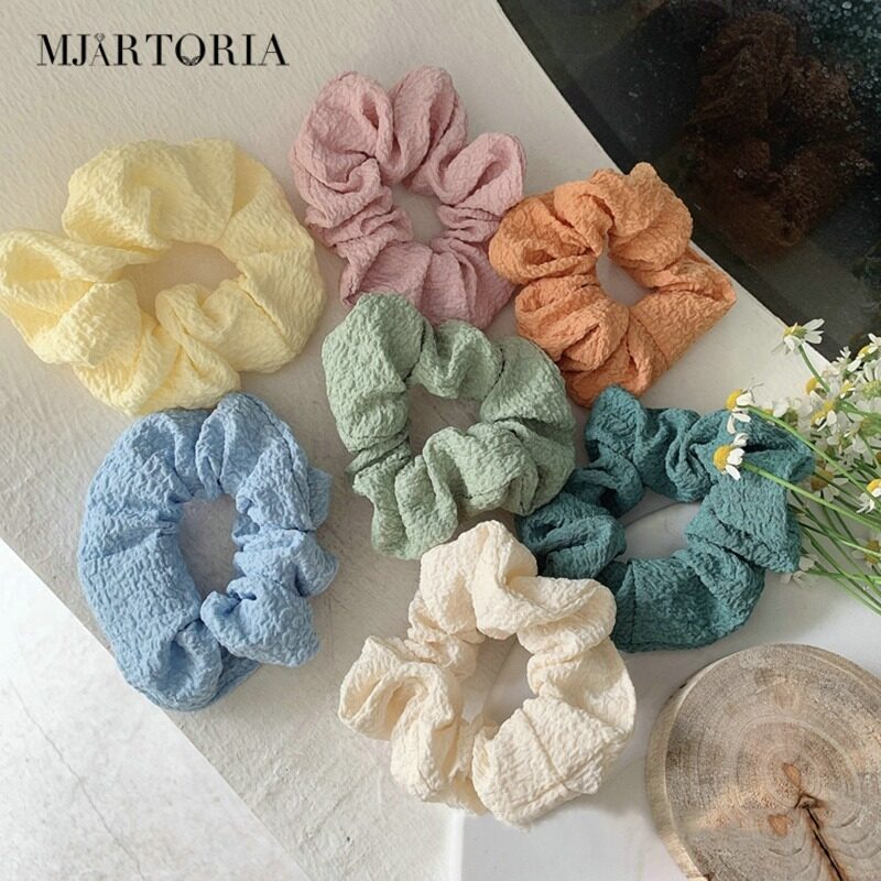 MJartoria Pleated Hair Scrunchies Hair Rope Cloth Elastic Hair Bands Girls Women Hair Accessories