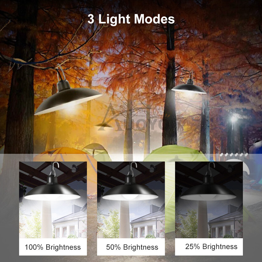 Auoyo Solar Pendant Light Outdoor Indoor Solar Lamp With Line Hanging Lighting Indoor House Ceiling Lamp For Camping Garden Back Yard 1/2 Head
