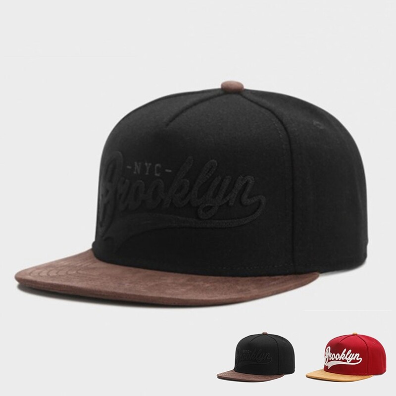 Brooklyn Hip Hop Red Baseball Cap for Men and Women Outdoor Leisure Bone Baseball Cap Black Adjustable