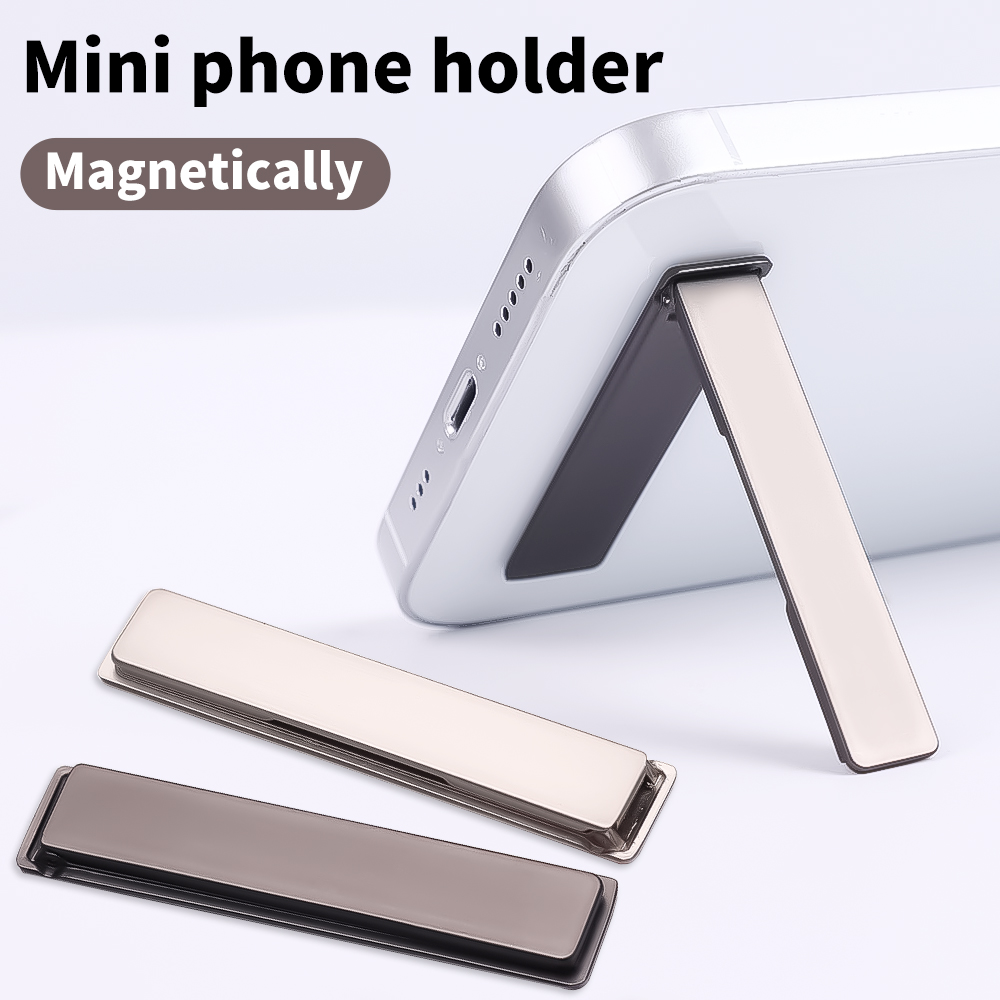 Metal Magnetic Invisible Phone Holder Vertical and Horizontal Stand Adjustable Angle Aluminum Phone Booster Holder for Any Phone