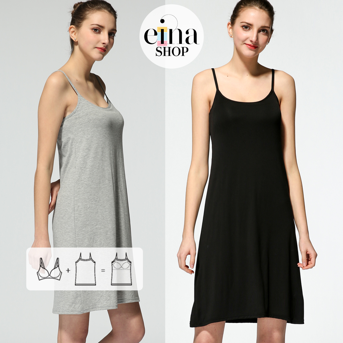 Einashop Lenda Bra Padded Dress Home Casual Wear Sleepwear SG Ship