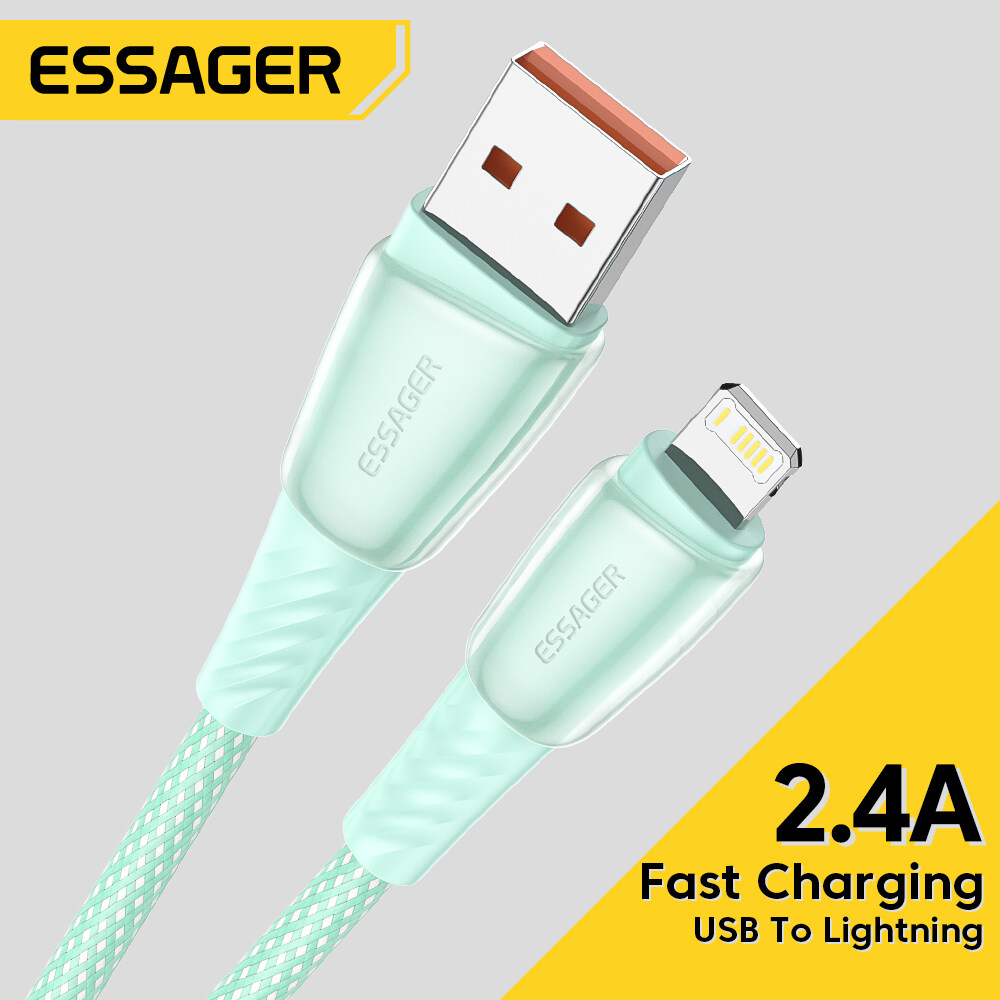 ESSAGER PD USB A To Lightning Cable For iPhone 11 12 13 Pro Max 2.4A Fast Charging Charger Cable For iPhone 6 7 8Plus iPad Data Cord Wire
