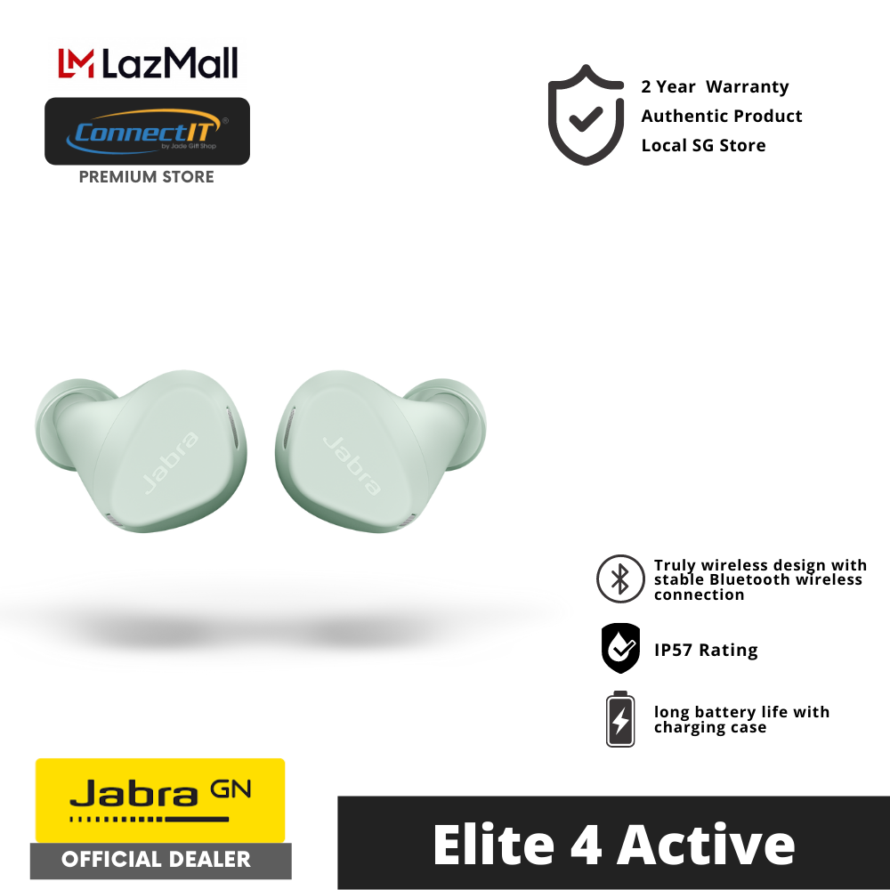 Jabra Elite 4 Active Bluetooth 5.2 Earbuds With Active Noise Cancellation and IP57 Rating (2 Years Local Warranty)