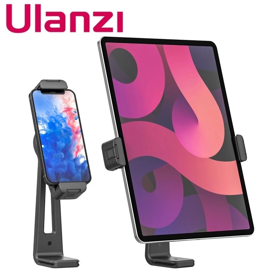 ULANZI ST-20 Plastic Tablet Holder iPad Clamp Clip Dual Cold Shoe Vlog Mount Bracket 360 Vertical Shooting