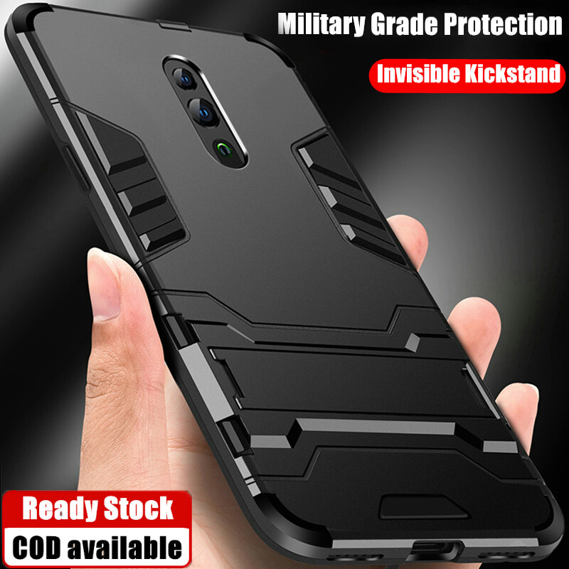 【Military Grade Protection】 For OPPO Reno CPH1917 6.4 inch Dual Layer Armor reinforced Shockproof Phone Case with Invisible Kickstand Cover Skin
