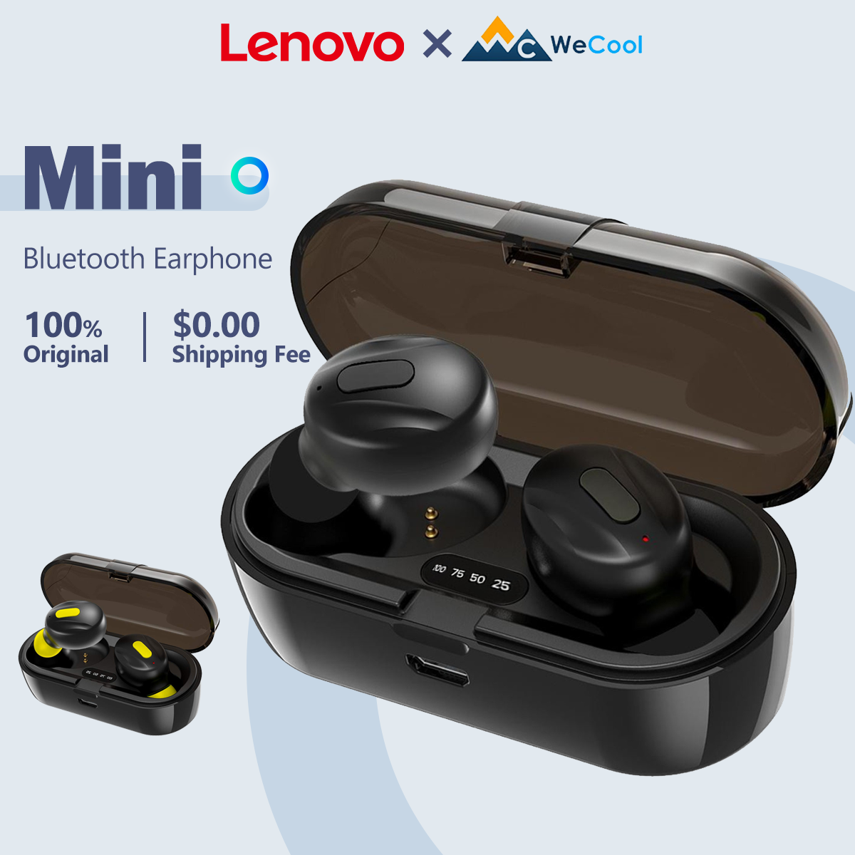 Lenovo x WeCool Moonwalk Mini True wireless Earphone Bluetooth 5.1 HD Stereo Low latency Gaming  with mic HD Music