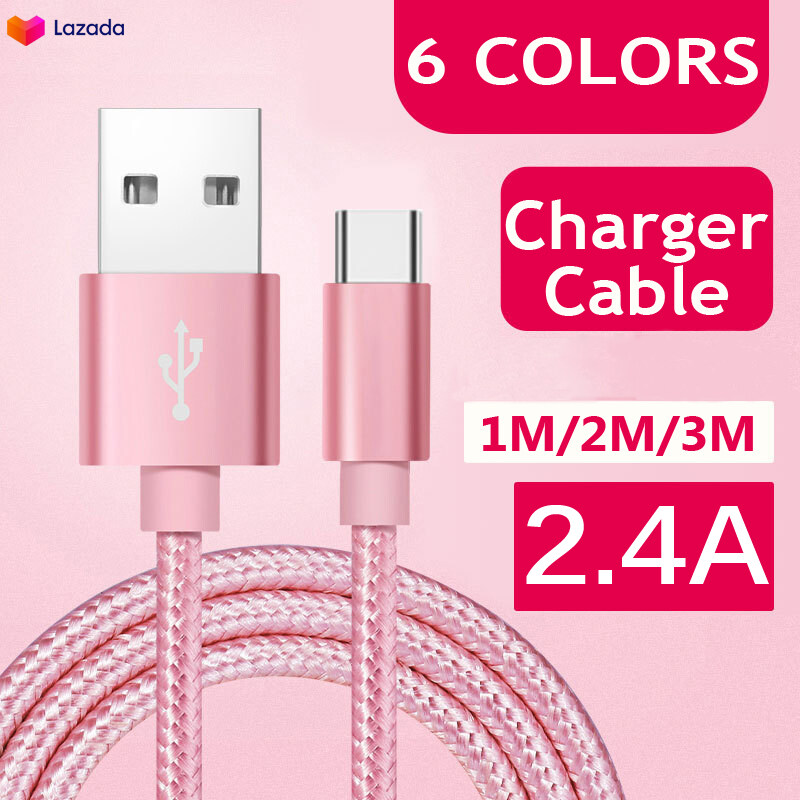 1M/2M/3M 2.4A Nylon Braided Rope Fast Charging Data Sync Charger Cable Type-C Micro USB Cable for Samsung Huawei HTC Xiaomi High Quality Super Long