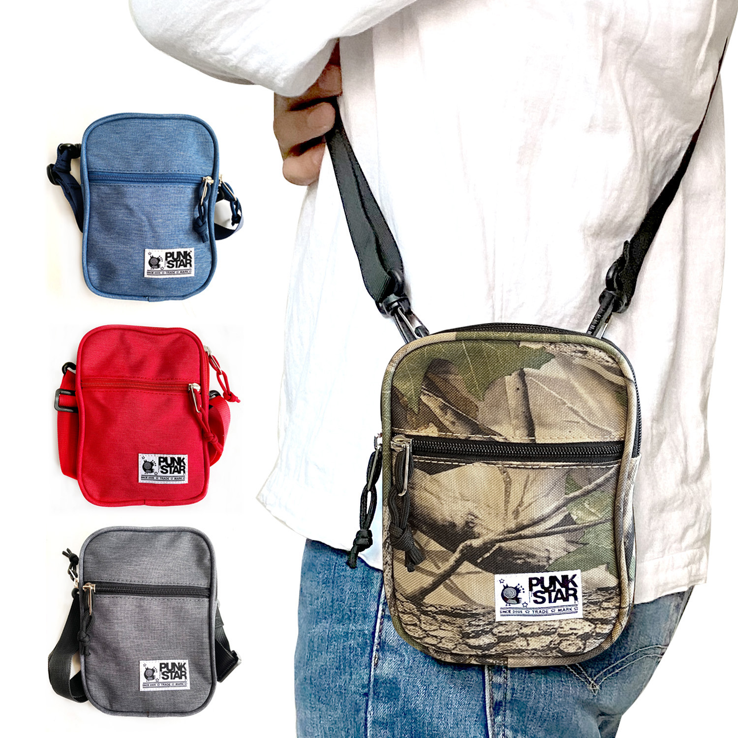 PUNKSTAR Small Mimi Cross Body Sling  Cellphone Purse Bag with Shoulder Strap Travel Pouch Passport Phone Wallet Power Bank Holder for Men Woman Boys Girls Kids