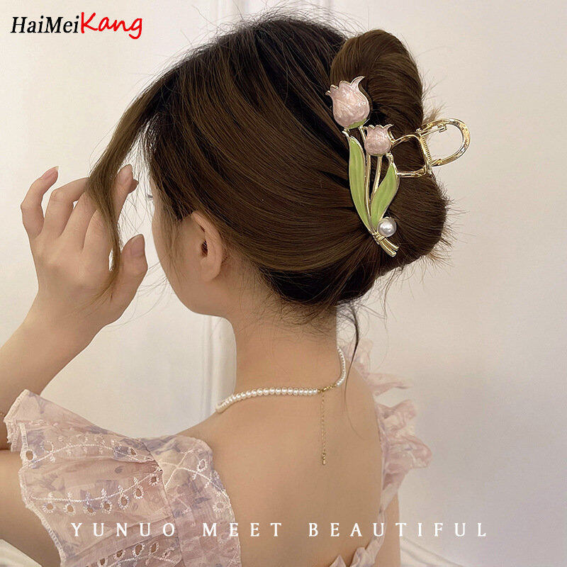 1pc Korean Lily of The Valley Flower Hair Clip Fashion Pearl Hairpin Claw Women Hair Accessories