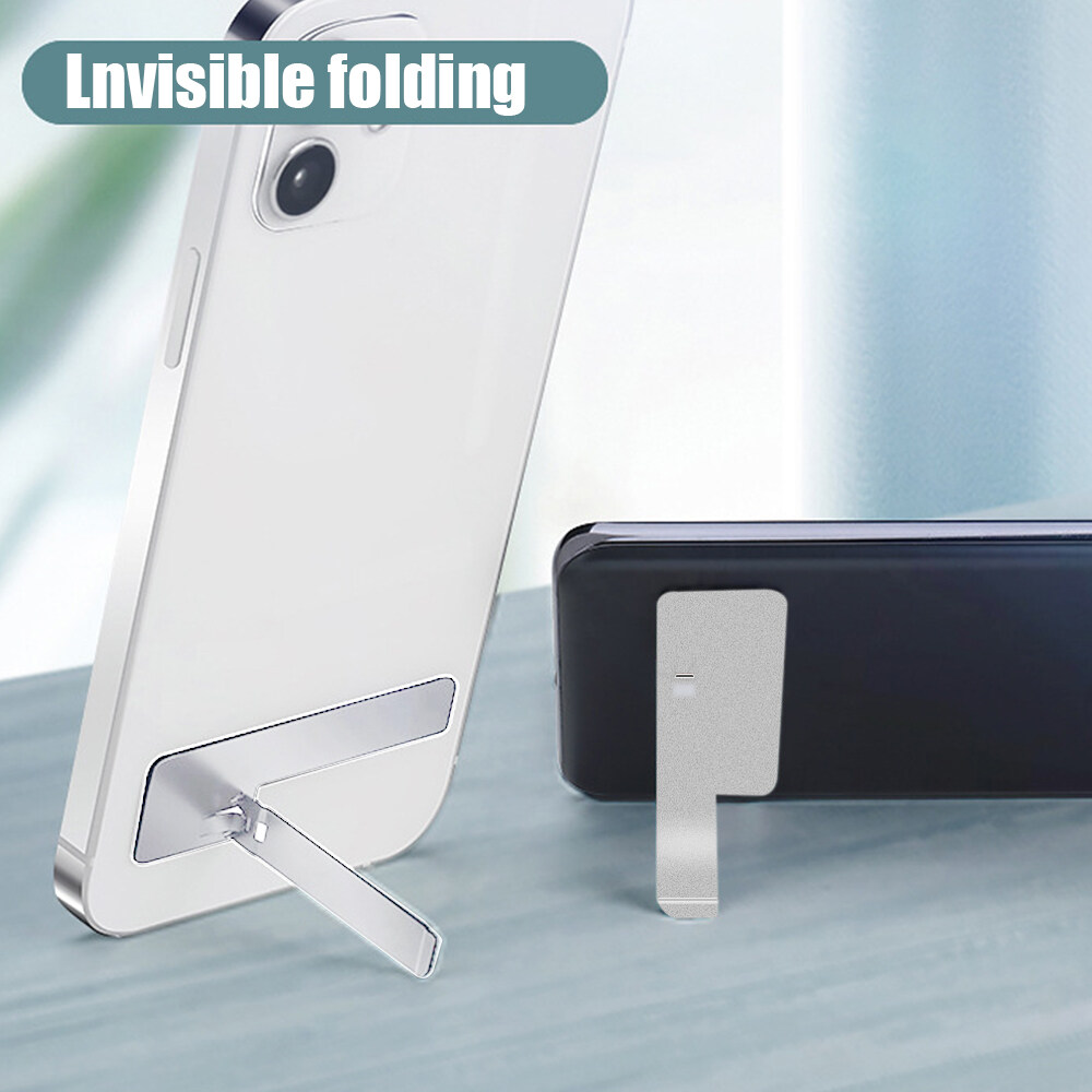 Ultra-Thin Mini Metal Folding Phone Holder Alloy Invisible Mobile Stick Phone Back Portable Desktop Phone Bracket