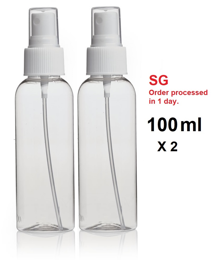 Clear Plastic Fine Mist Spray Bottle Travel Size 100ml x 2