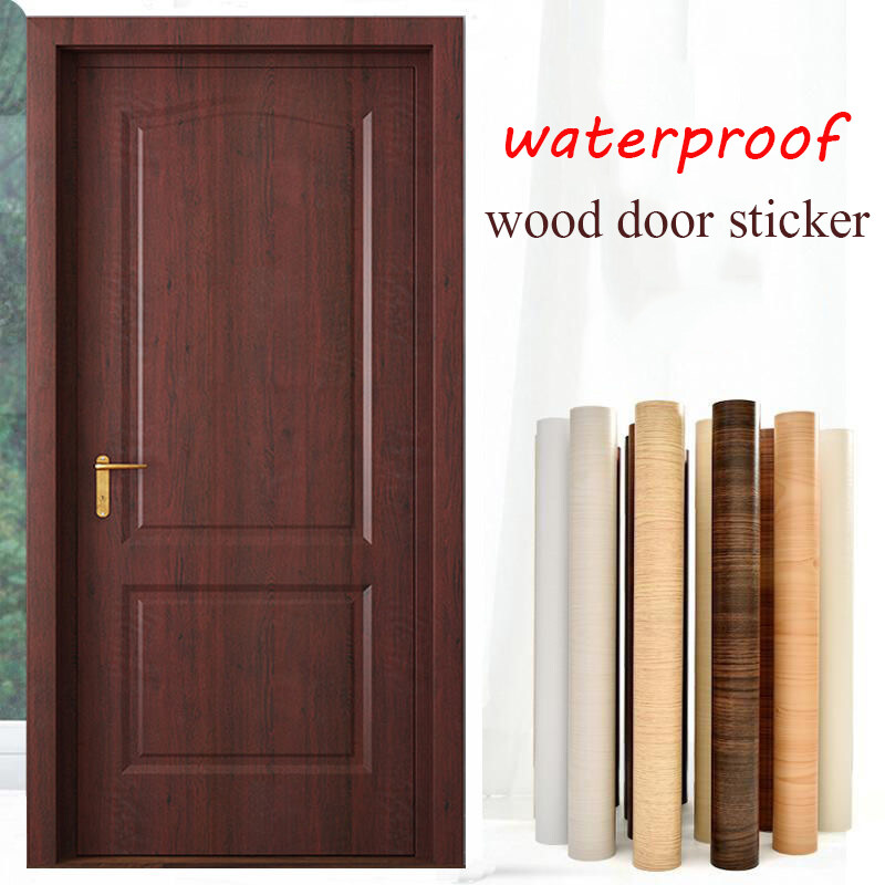90x210cm Waterproof Wood Grain Door Sticker Whole Wooden Door Self-adhesive Bedroom Old Hourse Door Decorative