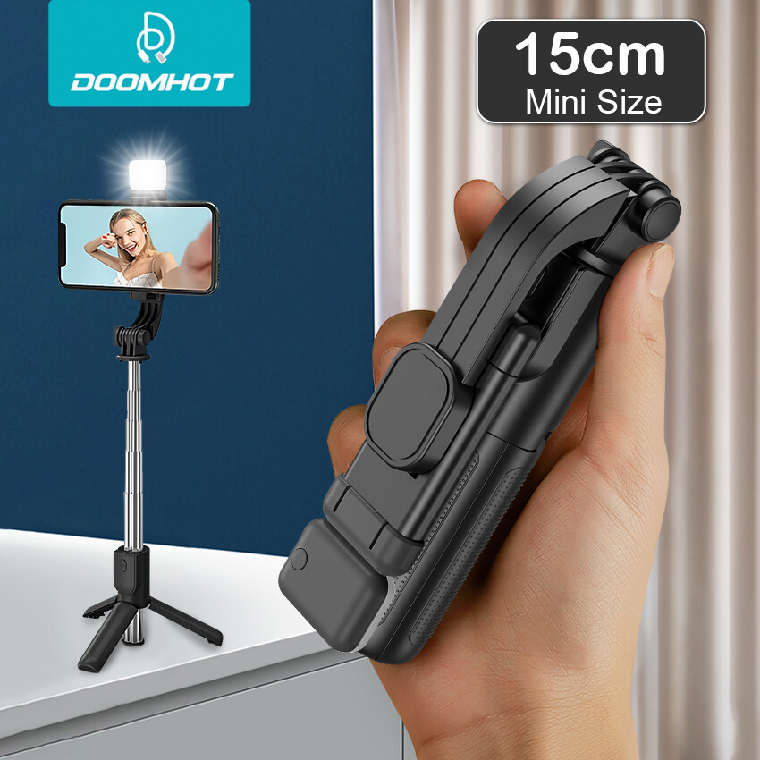 DoomHot Mini Selfie Stick Bluetooth Remote Selfie Stick Desktop Stand Selfie Stick Portable Stretchable Holder Anti-Shake Stabilizer Adjust 360°Rotating Stand Holder Self-Timer Artifact Rod with LED F
