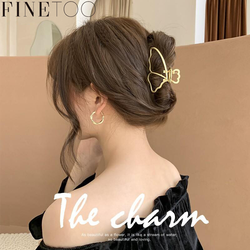 FINE TOO Korean Fashion Metal Butterfly Hairclip Elegant Disc Claw Clip Women Headdress Hair Accessories Gifts
