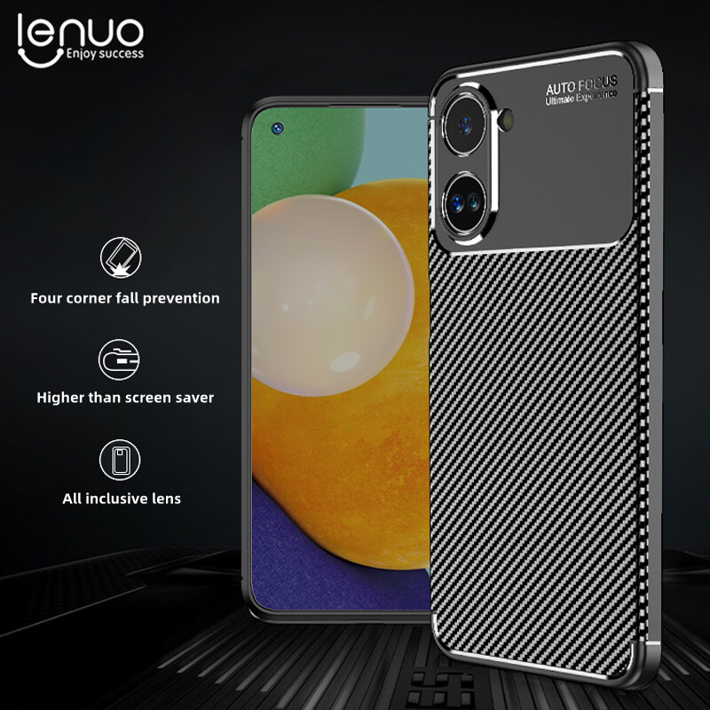 Lenuo for Realme 9i / Realme 10 / Realme 10 Pro / Realme 10 Pro+ Case - TPU Carbon Fiber Shockproof Anti-scratch Matte Cellphone Back Cover Phone Case