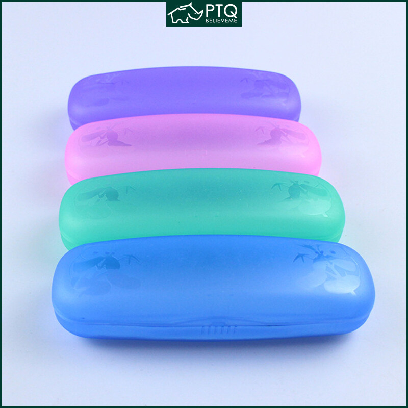 Glasses Case Plastic Transparent Glasses Storage Box Large Capacity Sturdy Anti-Drop Color Random PTQ