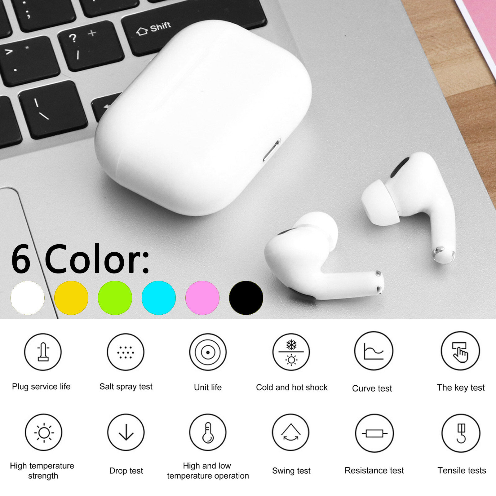 Inpods 13 TWS Wireless Earphone Bluetooth 5.0 Semi-in-ear Noise Reduction Sports Earphone with 220mAh Charging Box Fashionable Small Bluetooth Earpiece Touch Control Earbuds Noise-Cancelling Microphon
