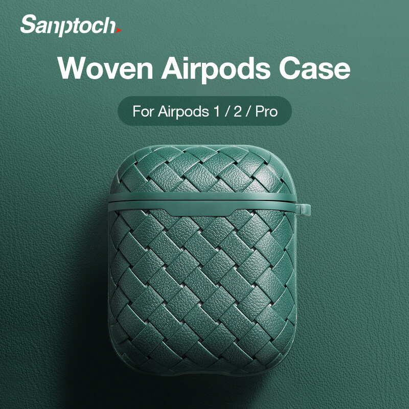 Sanptoch BV Weave Case For Apple AirPods 2 / 1 Soft Silicone Shockproof Cover For AirPods Pro Protective Casing
